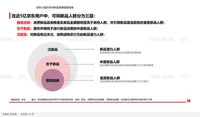 在近5亿京东用户中，可将新品人群分为三层：